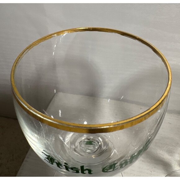 Set Of 2 Vintage Irish Coffee Glasses With Gold Rim & Shamrock Design on Stem - Picture 5 of 8